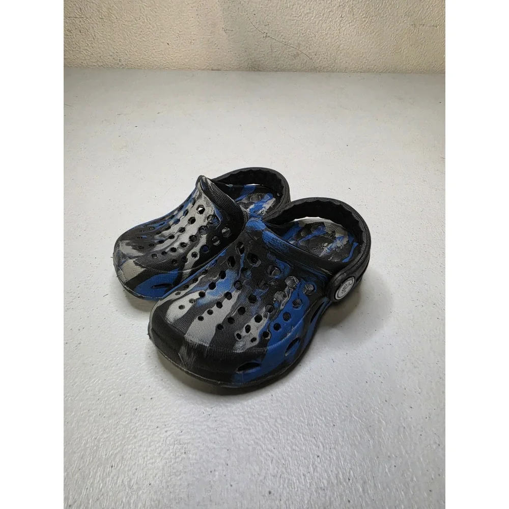 Joybees Kids Modern Clog Blue Black Camo Slip On Water Shoes Size 4/5